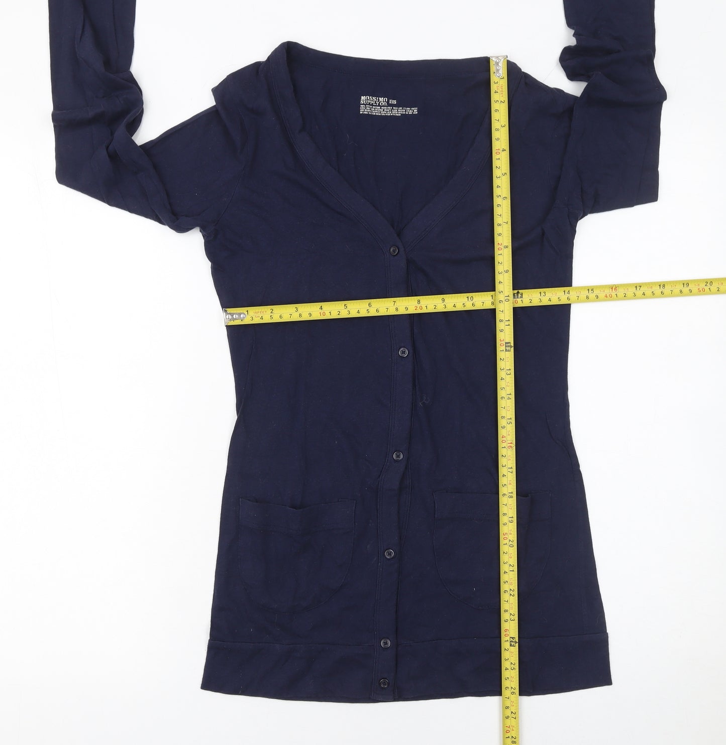 Mossimo Supply Co. Women's Blue XS V-Neck Long Sleeve Cotton Cardigan