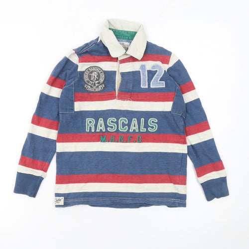 Joules Boys Multicoloured Striped Rugby Polo Shirt 7 Years Long Sleeve