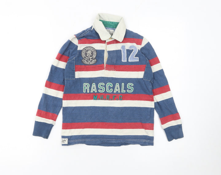 Joules Boys Multicoloured Striped Rugby Polo Shirt 7 Years Long Sleeve