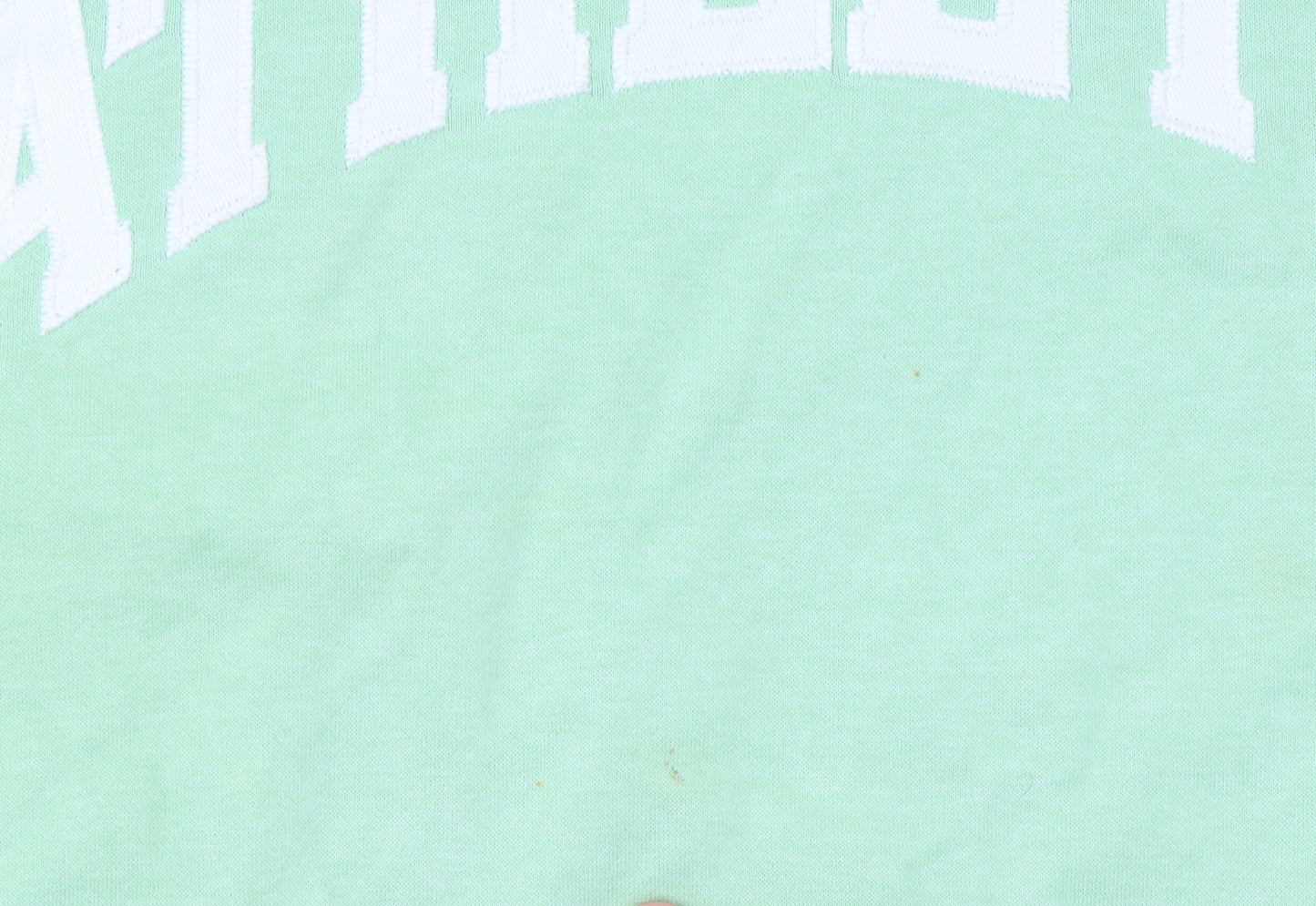 H&M Women Green Pullover Hoodie L Athletic Print Cotton Blend