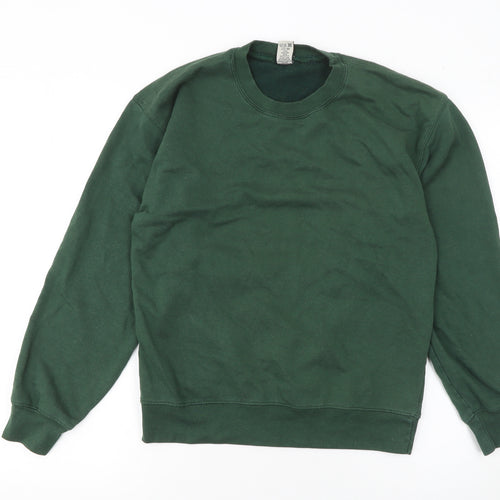 Club Women Green Pullover Sweatshirt M Cotton Rich Classic Fit