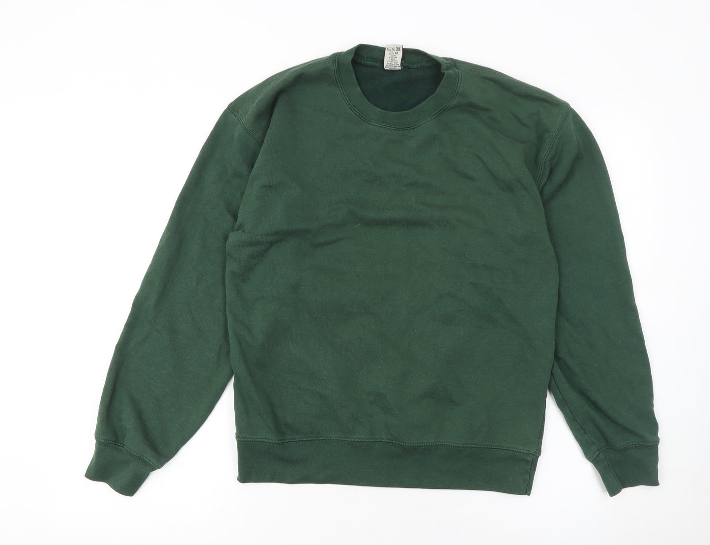 Club Women Green Pullover Sweatshirt M Cotton Rich Classic Fit