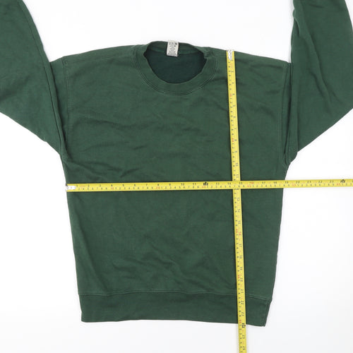 Club Women Green Pullover Sweatshirt M Cotton Rich Classic Fit