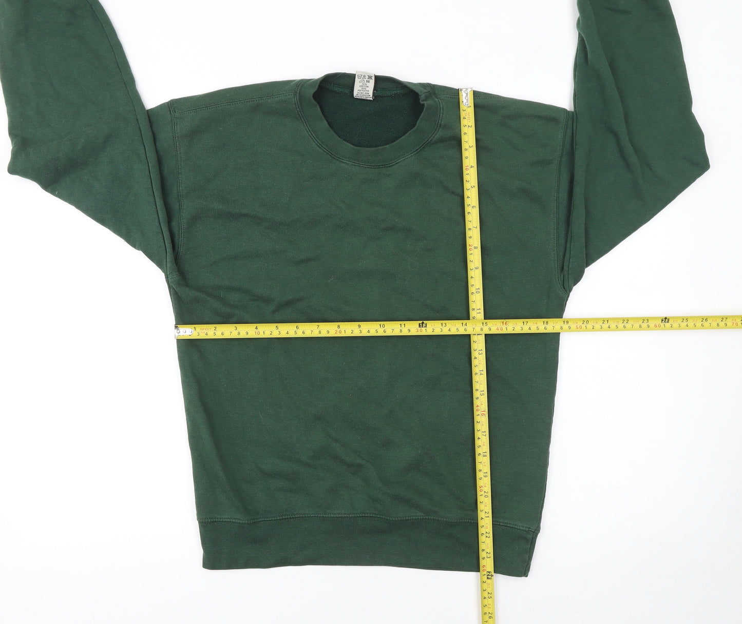 Club Women Green Pullover Sweatshirt M Cotton Rich Classic Fit