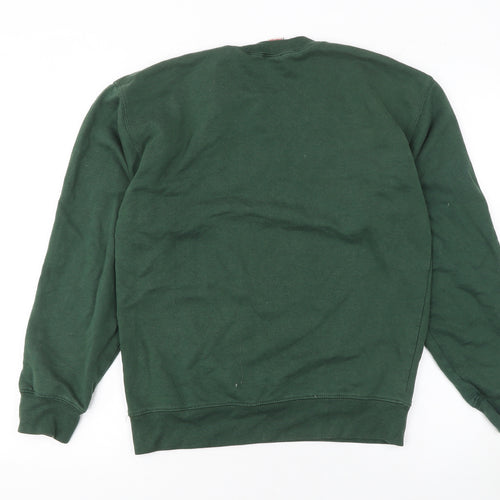 Club Women Green Pullover Sweatshirt M Cotton Rich Classic Fit