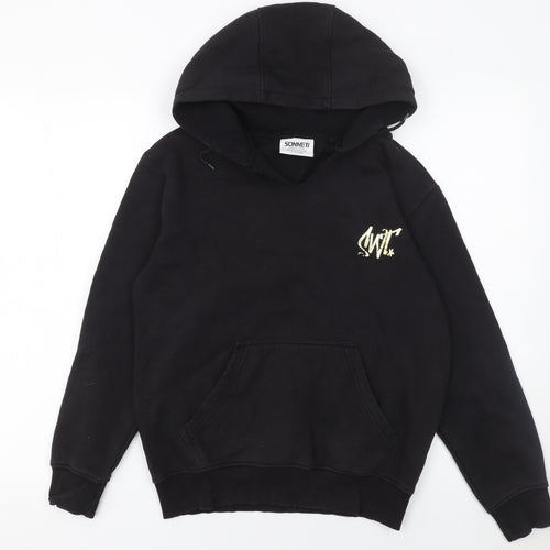 Sonneti Girls Black Pullover Hoodie 12-13 Years Fleece Graphic Logo Sweatshirt