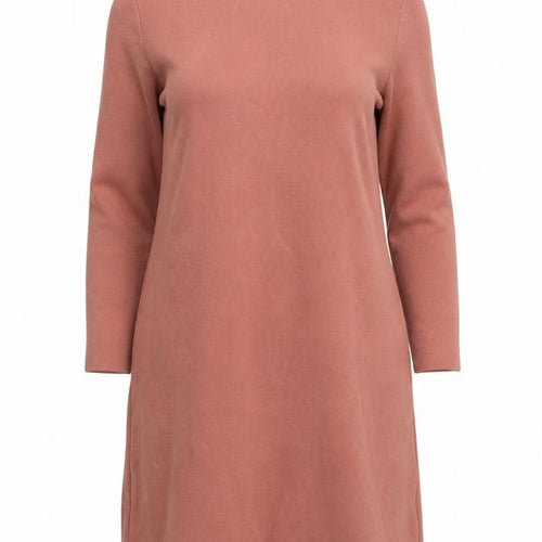 COS Women Pink Cotton Knit Shift Dress XS 3/4 Sleeve High Neck