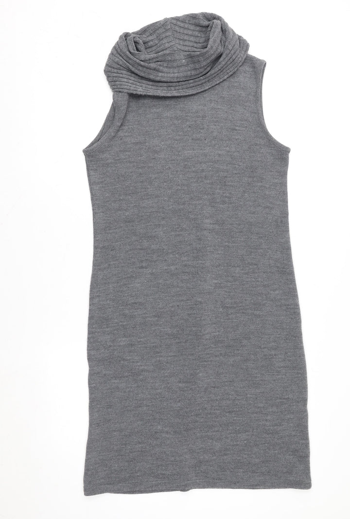 Nina Leonard Women’s Grey Sleeveless Knit Cowl Neck Sweater Dress Size L
