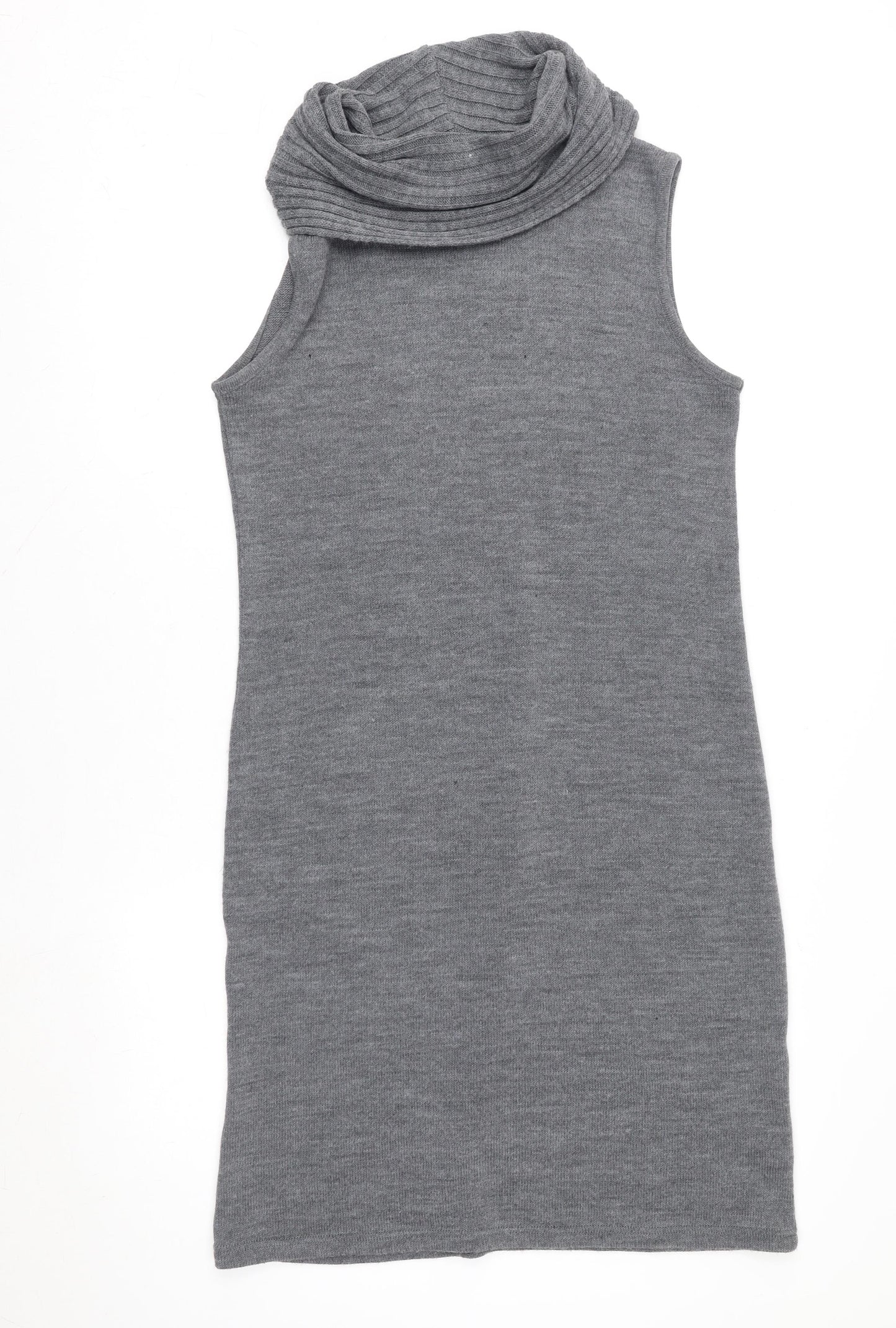 Nina Leonard Women’s Grey Sleeveless Knit Cowl Neck Sweater Dress Size L