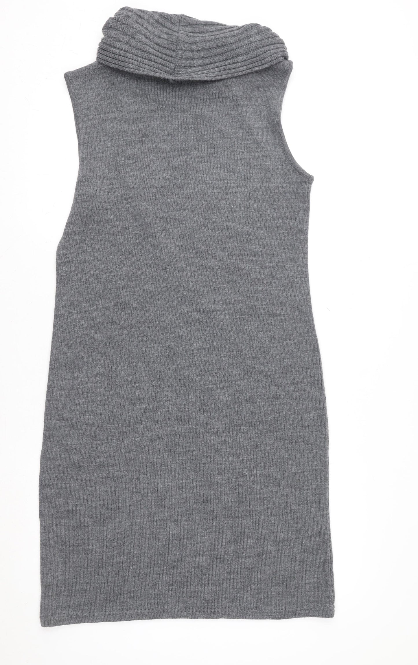 Nina Leonard Women’s Grey Sleeveless Knit Cowl Neck Sweater Dress Size L