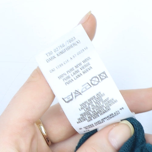 Marks and Spencer Women Dark Teal V-Neck Lambswool Sweater XL
