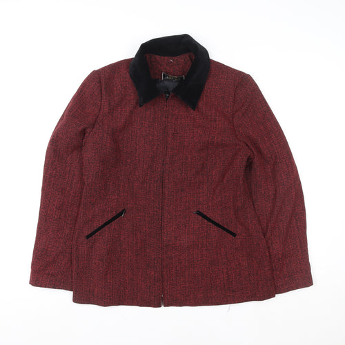 Jessica Petites Red Wool Blend Tweed Zip Jacket Women’s Size 8 Petite
