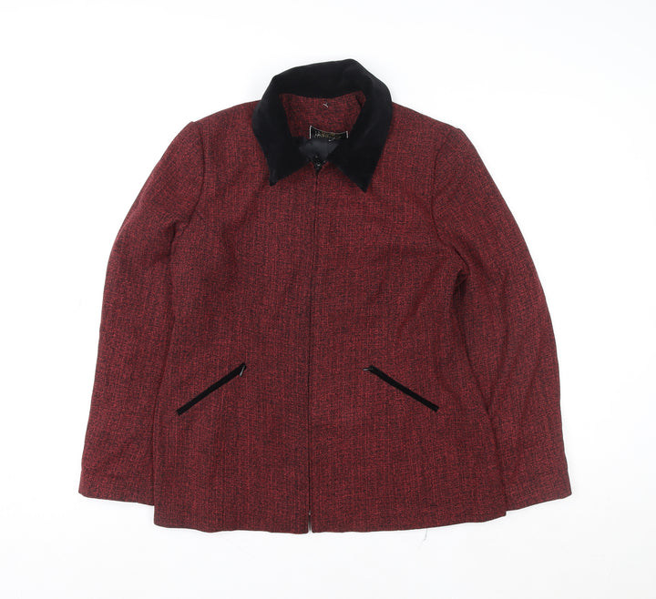 Jessica Petites Red Wool Blend Tweed Zip Jacket Women’s Size 8 Petite