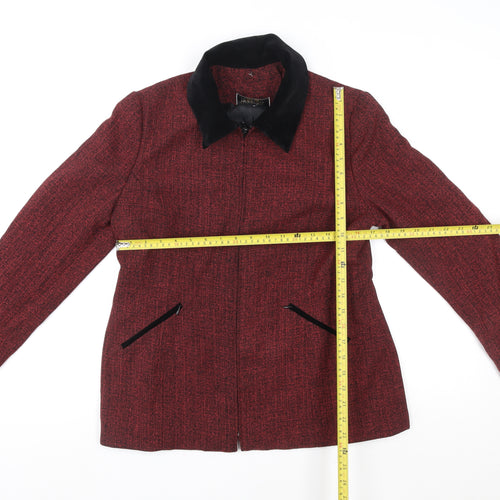 Jessica Petites Red Wool Blend Tweed Zip Jacket Women’s Size 8 Petite