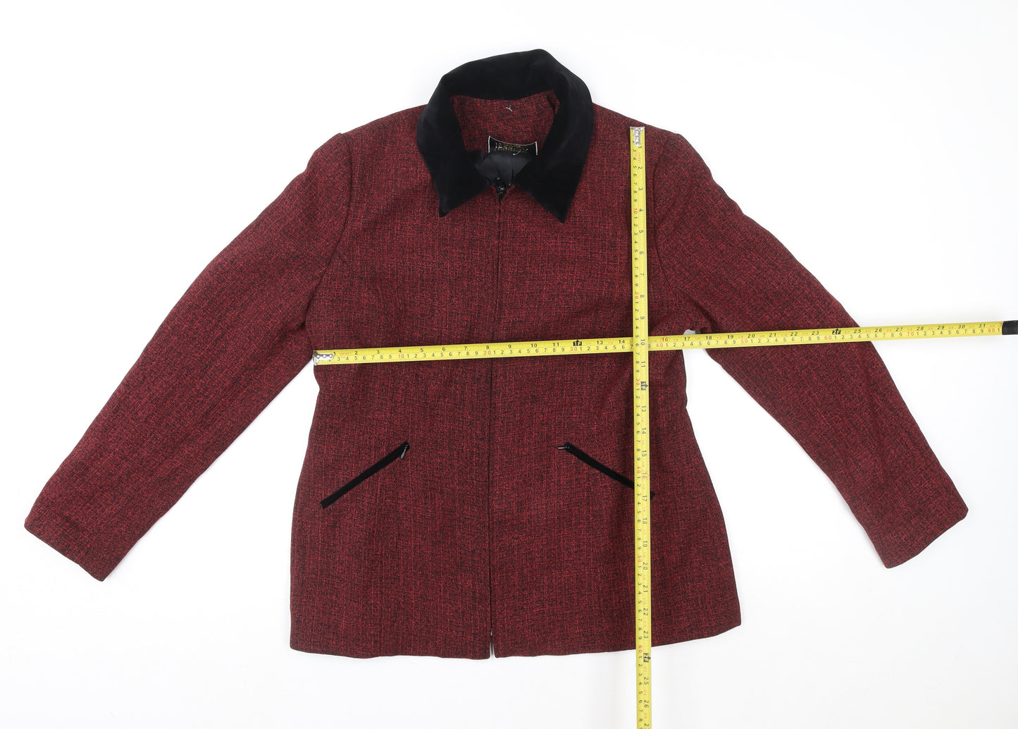 Jessica Petites Red Wool Blend Tweed Zip Jacket Women’s Size 8 Petite