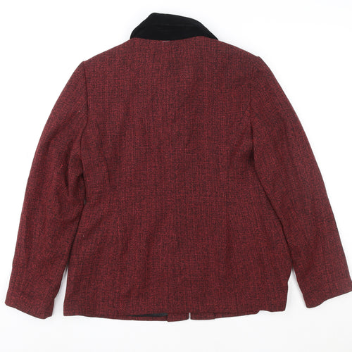 Jessica Petites Red Wool Blend Tweed Zip Jacket Women’s Size 8 Petite