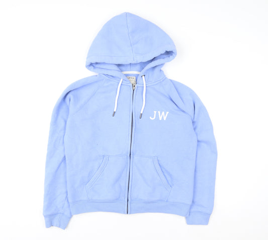 Jack Wills Womens Blue Hooded Zip Jacket Size 12 Classic Logo Style