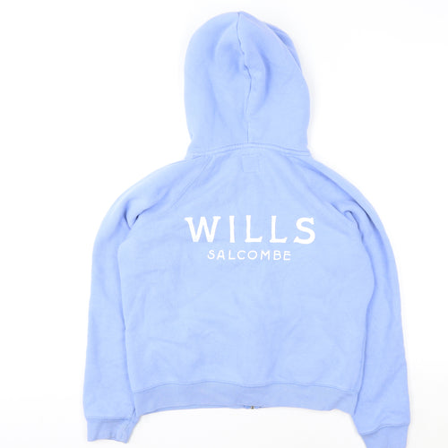 Jack Wills Womens Blue Hooded Zip Jacket Size 12 Classic Logo Style