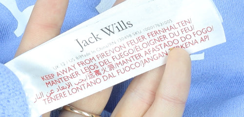 Jack Wills Womens Blue Hooded Zip Jacket Size 12 Classic Logo Style