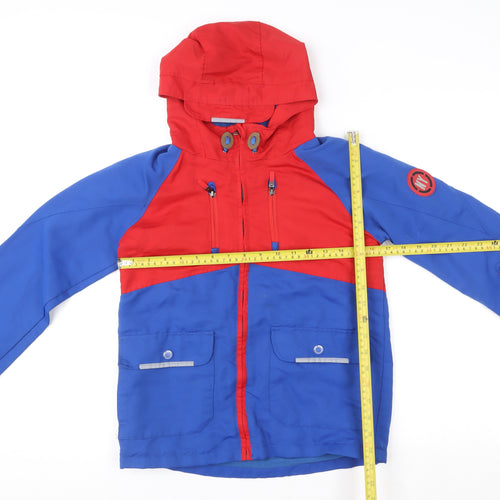 Tu Boys Blue Red Hooded Parka Jacket 11 Years Lined Waterproof Outerwear