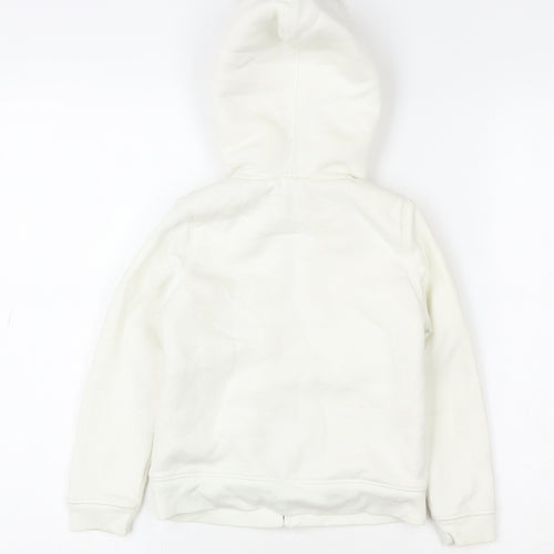 Gap Girls Ivory Faux Fur Hooded Lined Zip Jacket 5 Years