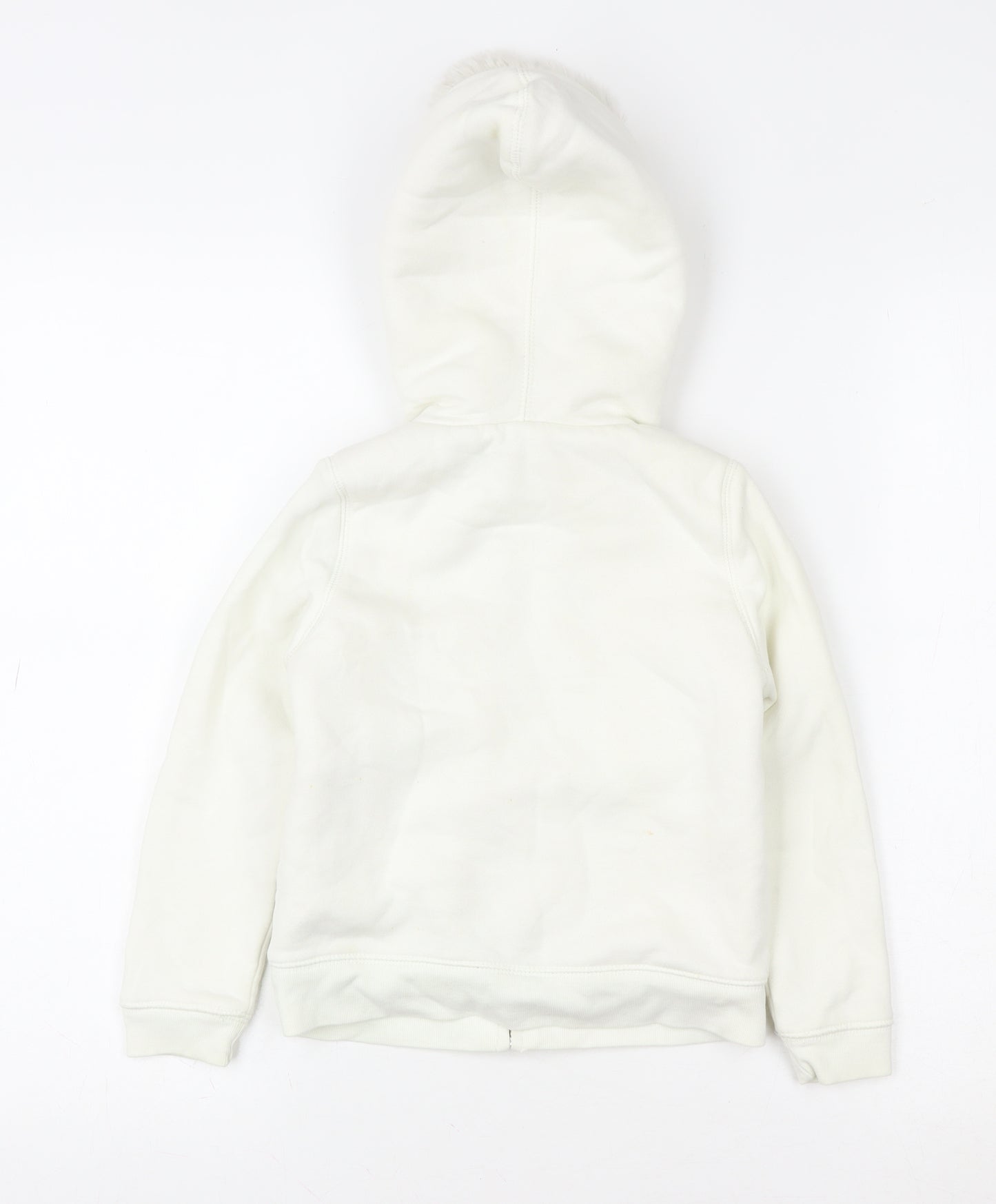 Gap Girls Ivory Faux Fur Hooded Lined Zip Jacket 5 Years