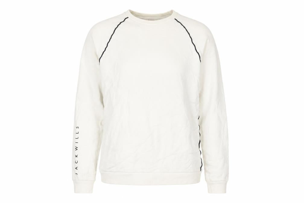 Front view of Jack Wills Women White Crew Neck Long Sleeve Sweatshirt M