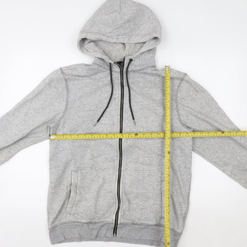 H&M Men Grey Hooded Basic Full Zip Jacket Size M