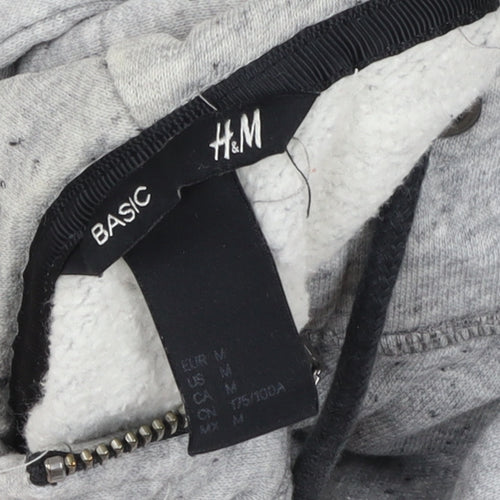 H&M Men Grey Hooded Basic Full Zip Jacket Size M