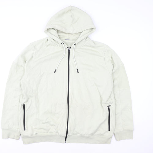 Tu Man Beige XL Hooded Full Zip Cotton Blend Men's Lightweight Jacket