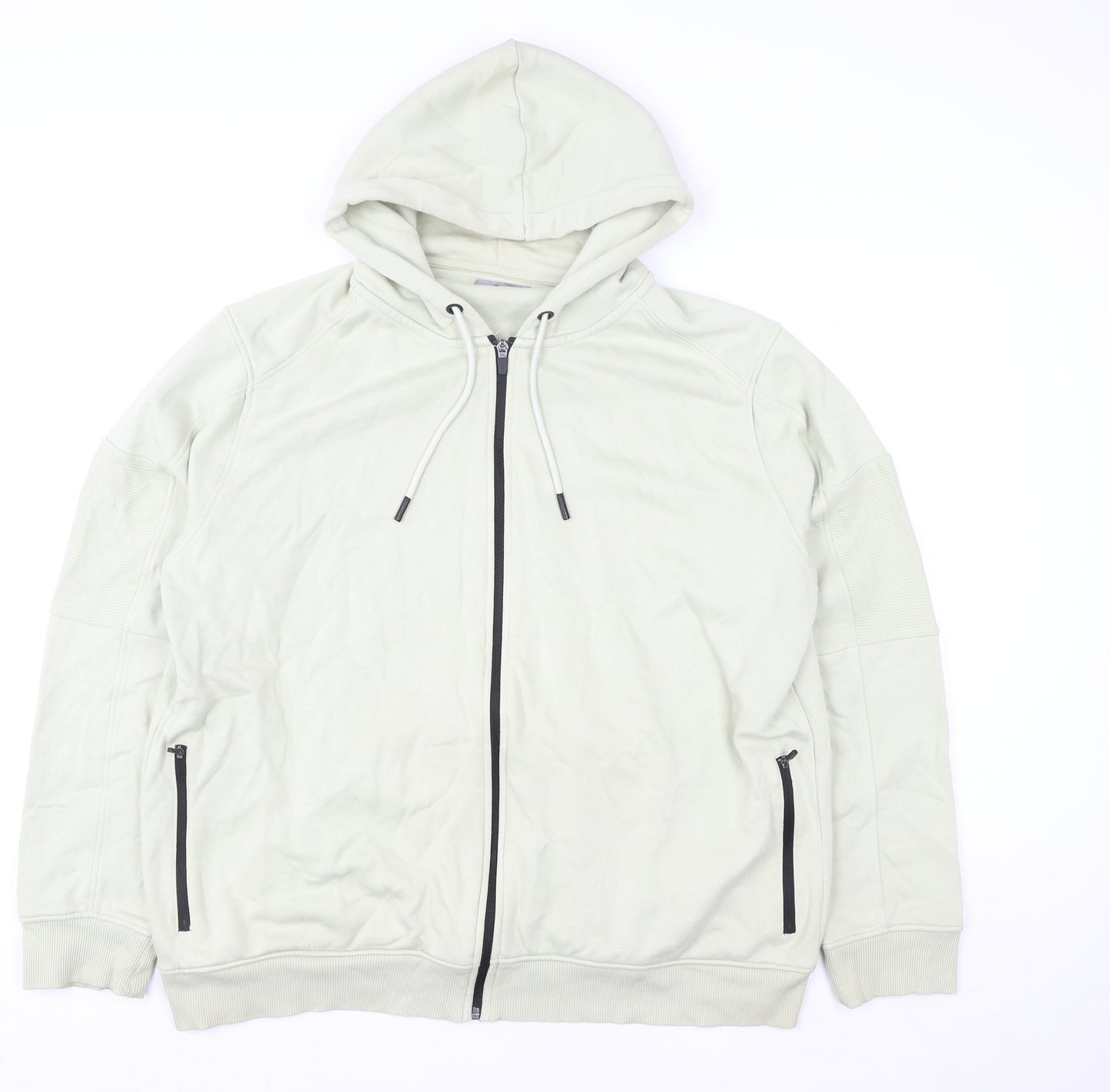 Tu Man Beige XL Hooded Full Zip Cotton Blend Men's Lightweight Jacket
