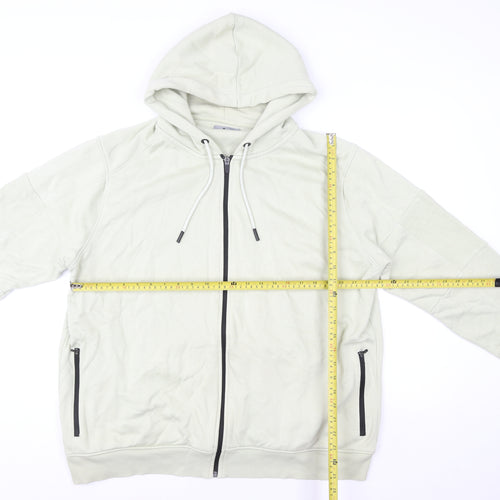 Tu Man Beige XL Hooded Full Zip Cotton Blend Men's Lightweight Jacket