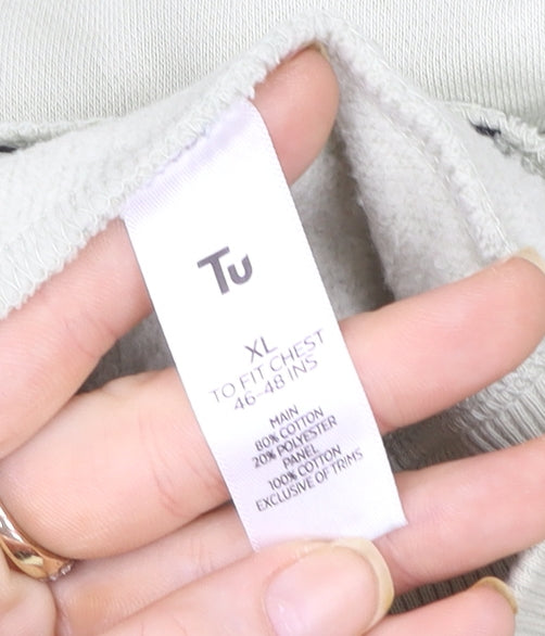 Tu Man Beige XL Hooded Full Zip Cotton Blend Men's Lightweight Jacket