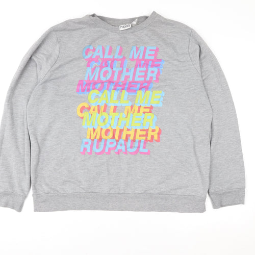 RuPaul x Primark Women's Grey Graphic Sweatshirt L 14/16 Cotton Blend