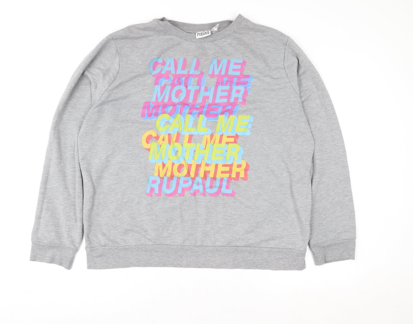 RuPaul x Primark Women's Grey Graphic Sweatshirt L 14/16 Cotton Blend