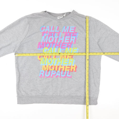 RuPaul x Primark Women's Grey Graphic Sweatshirt L 14/16 Cotton Blend
