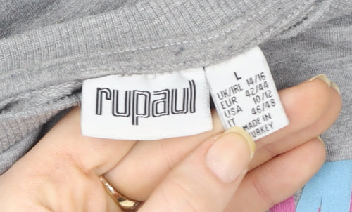 RuPaul x Primark Women's Grey Graphic Sweatshirt L 14/16 Cotton Blend