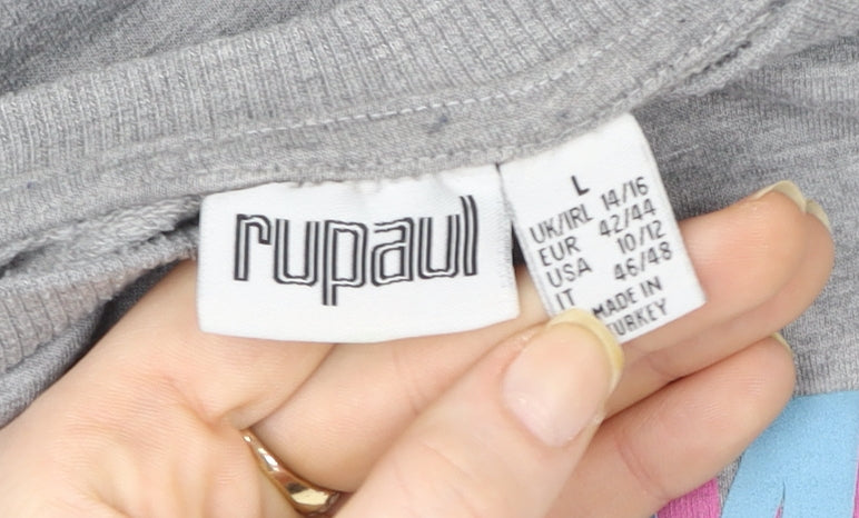 RuPaul x Primark Women's Grey Graphic Sweatshirt L 14/16 Cotton Blend