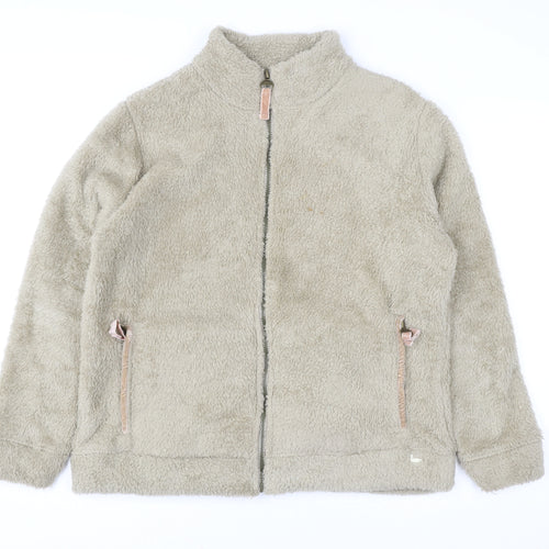 Country Rose Women Beige Full Zip Fleece Sweatshirt Size M