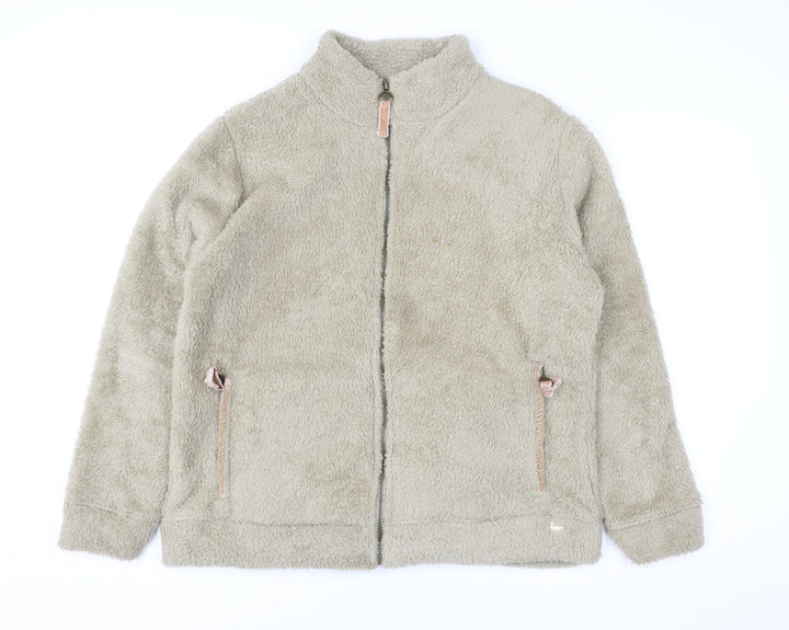 Country Rose Women Beige Full Zip Fleece Sweatshirt Size M