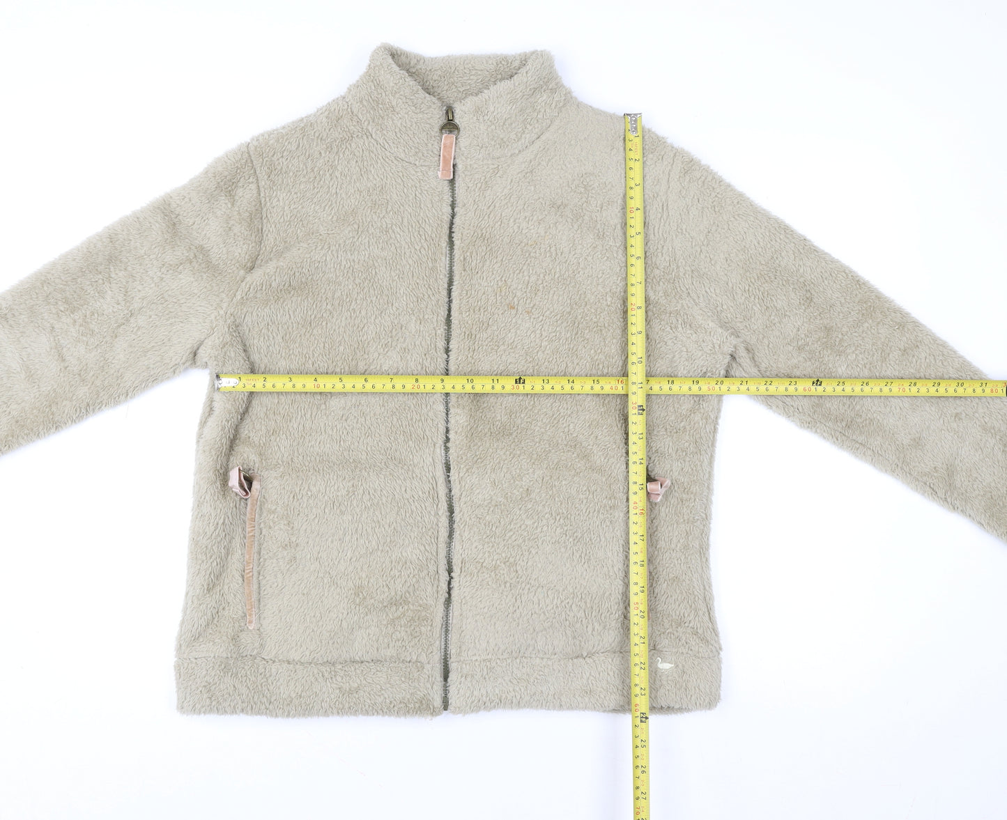 Country Rose Women Beige Full Zip Fleece Sweatshirt Size M