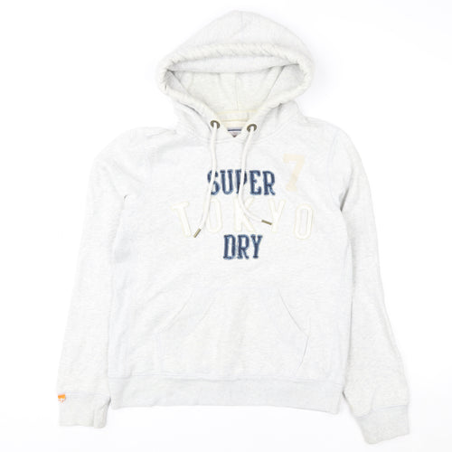 Superdry Women Grey Pullover Hoodie Size L Embroidered Tokyo 7 Design