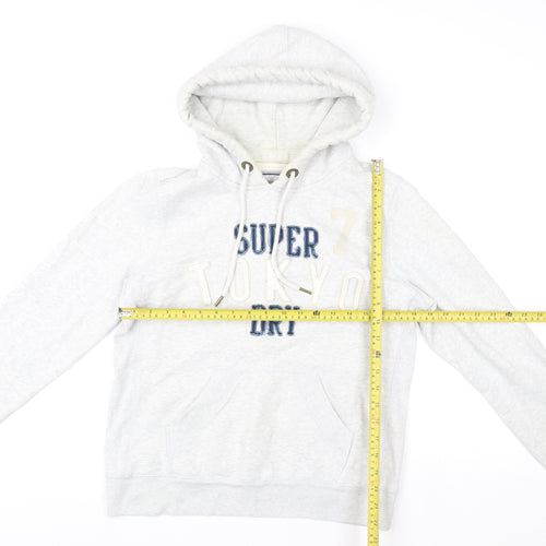 Superdry Women Grey Pullover Hoodie Size L Embroidered Tokyo 7 Design