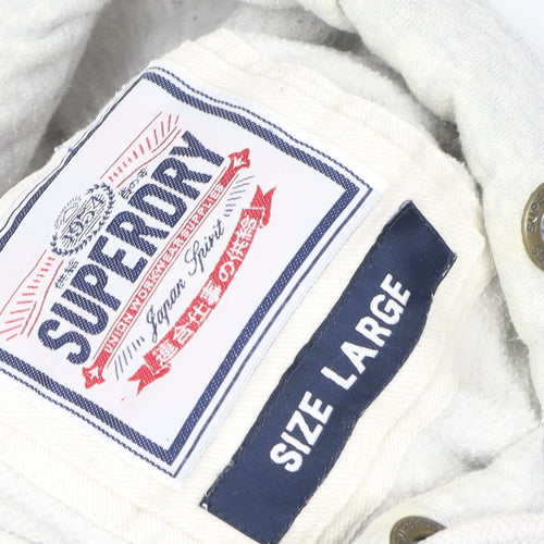 Superdry Women Grey Pullover Hoodie Size L Embroidered Tokyo 7 Design