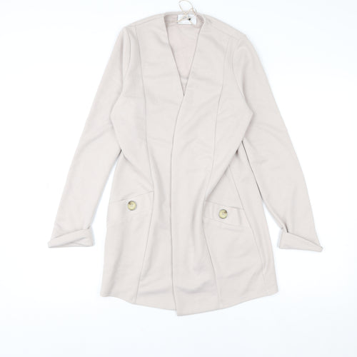 Wallis Women Beige V-Neck Long Sleeve Open Cardigan Size 8