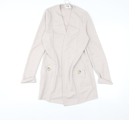 Wallis Women Beige V-Neck Long Sleeve Open Cardigan Size 8