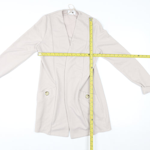 Wallis Women Beige V-Neck Long Sleeve Open Cardigan Size 8