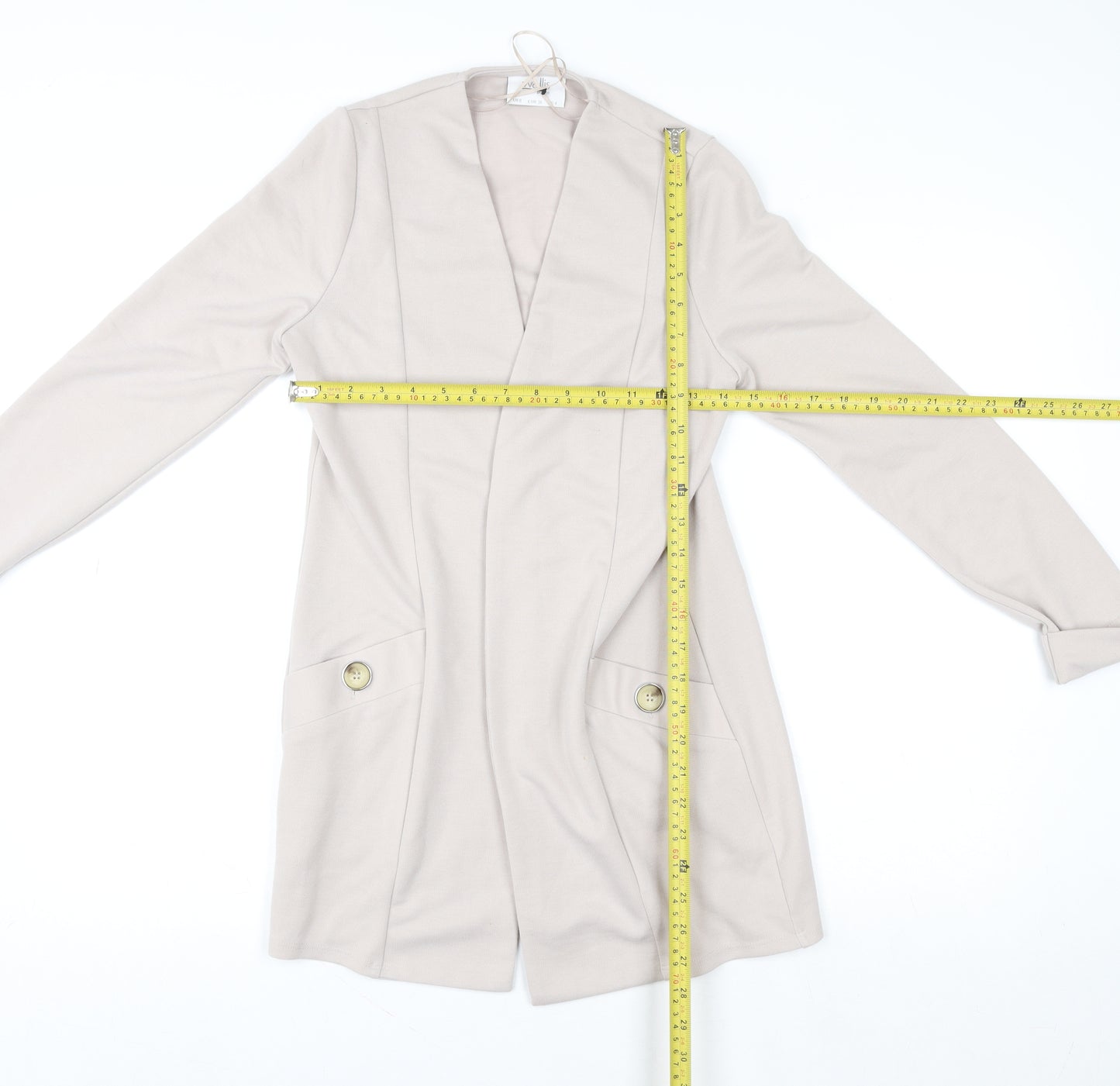 Wallis Women Beige V-Neck Long Sleeve Open Cardigan Size 8