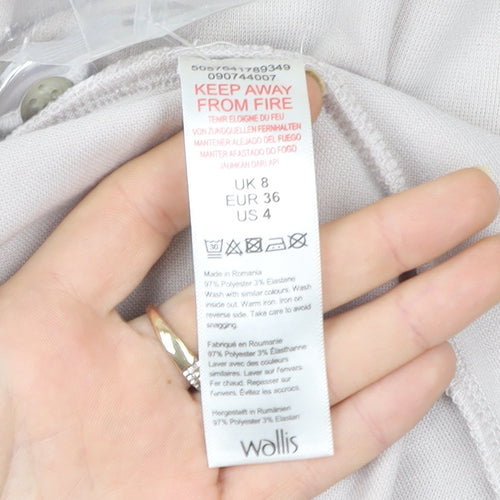 Wallis Women Beige V-Neck Long Sleeve Open Cardigan Size 8