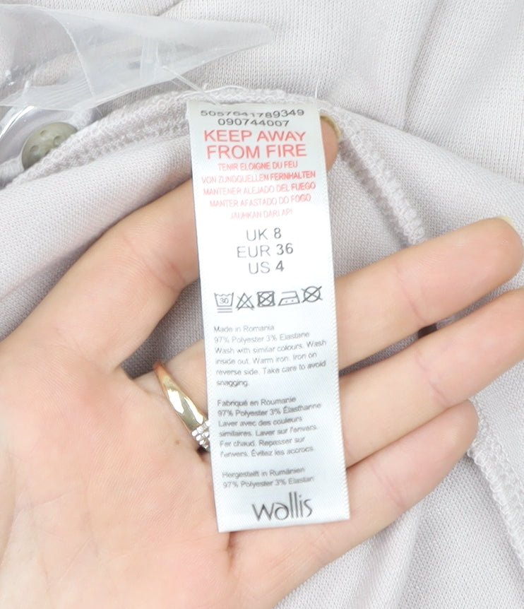 Wallis Women Beige V-Neck Long Sleeve Open Cardigan Size 8